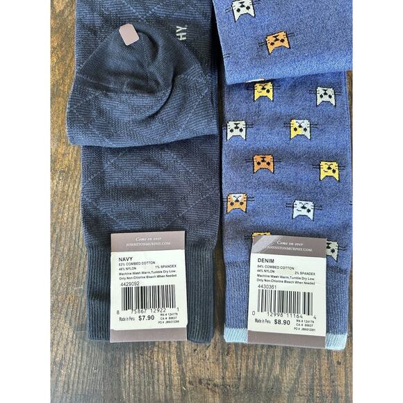 Johnston & Murphy Socks Pattern Solid Blue Gray Cotton Dress x 6 Pairs New - Picture 10 of 11